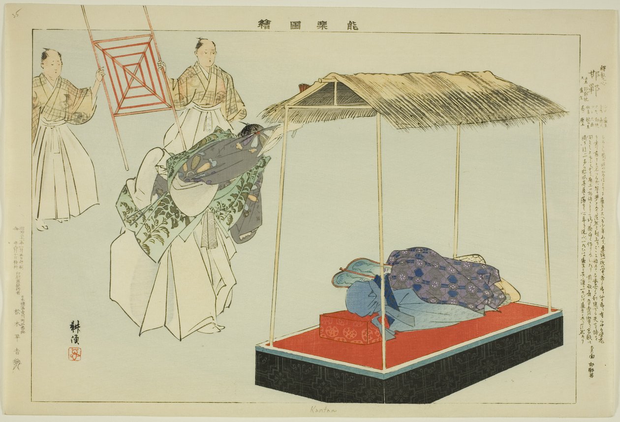 Kantan, de la serie "Imágenes de actuaciones No (Nogaku Zue)" de Tsukioka Kogyo