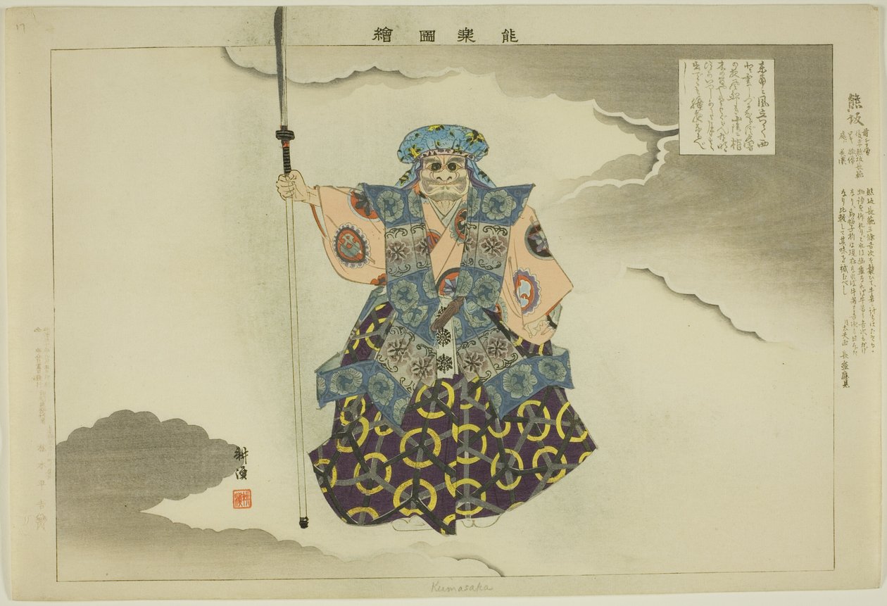 Kumasaka, de la serie "Imágenes de actuaciones de No (Nogaku Zue)" de Tsukioka Kogyo
