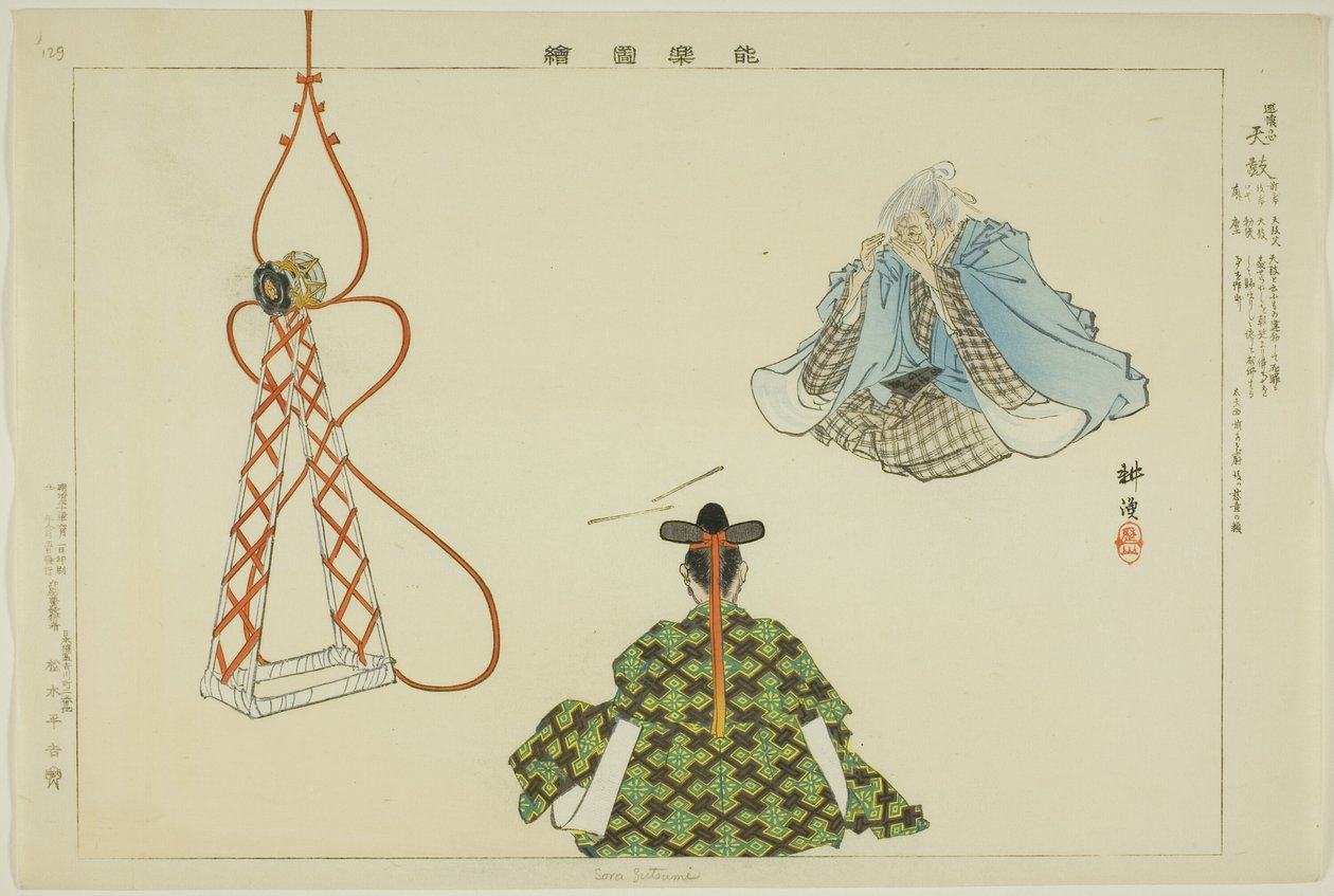 Sora Zutsumi, de la serie "Imágenes de actuaciones No (Nogaku Zue)" de Tsukioka Kogyo