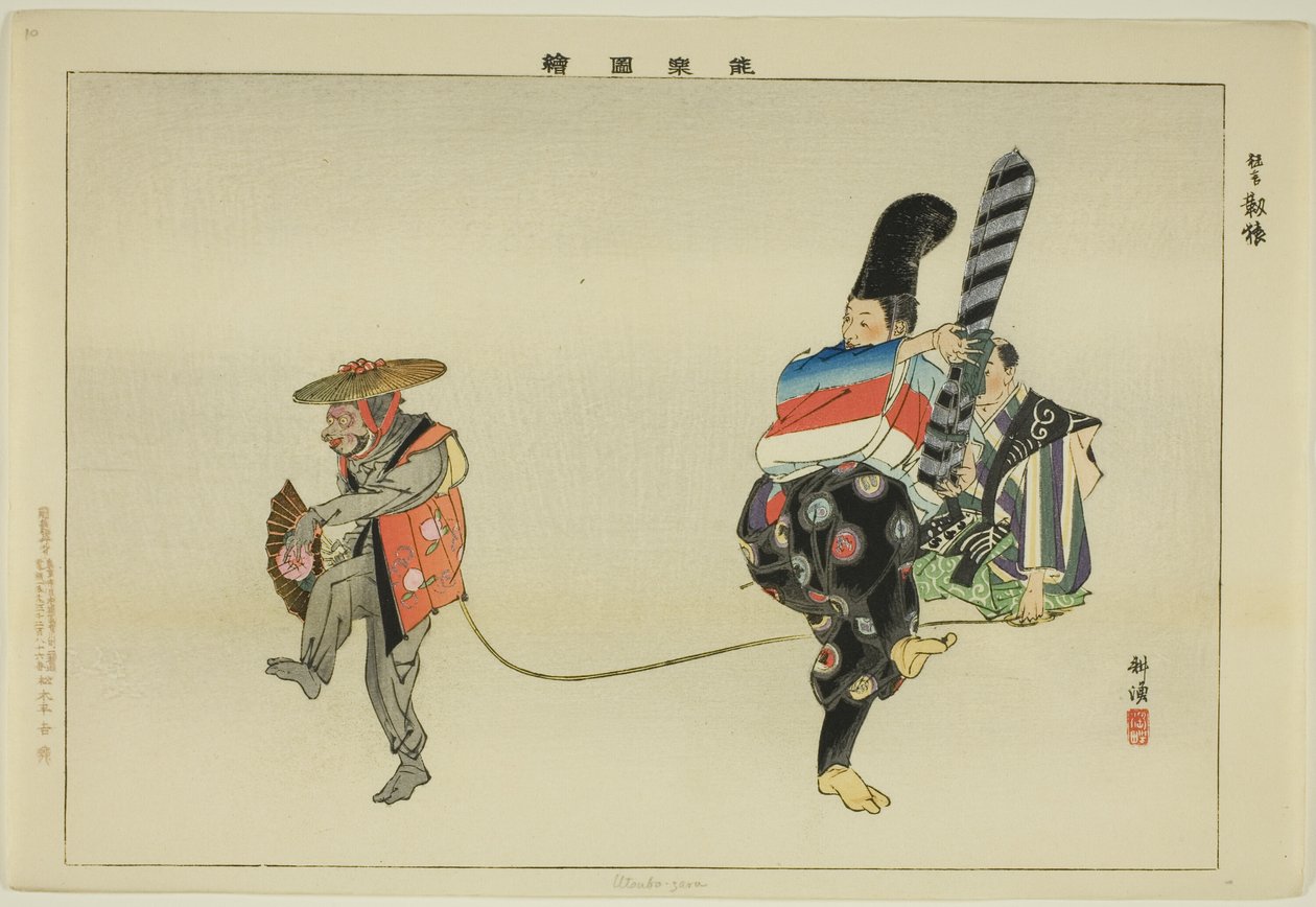 Utsubo-saru, de la serie "Imágenes de actuaciones de No (Nogaku Zue)" de Tsukioka Kogyo