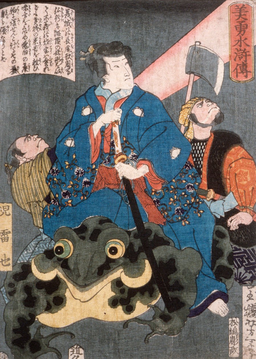 Jiraiya montando una rana de Tsukioka Yoshitoshi