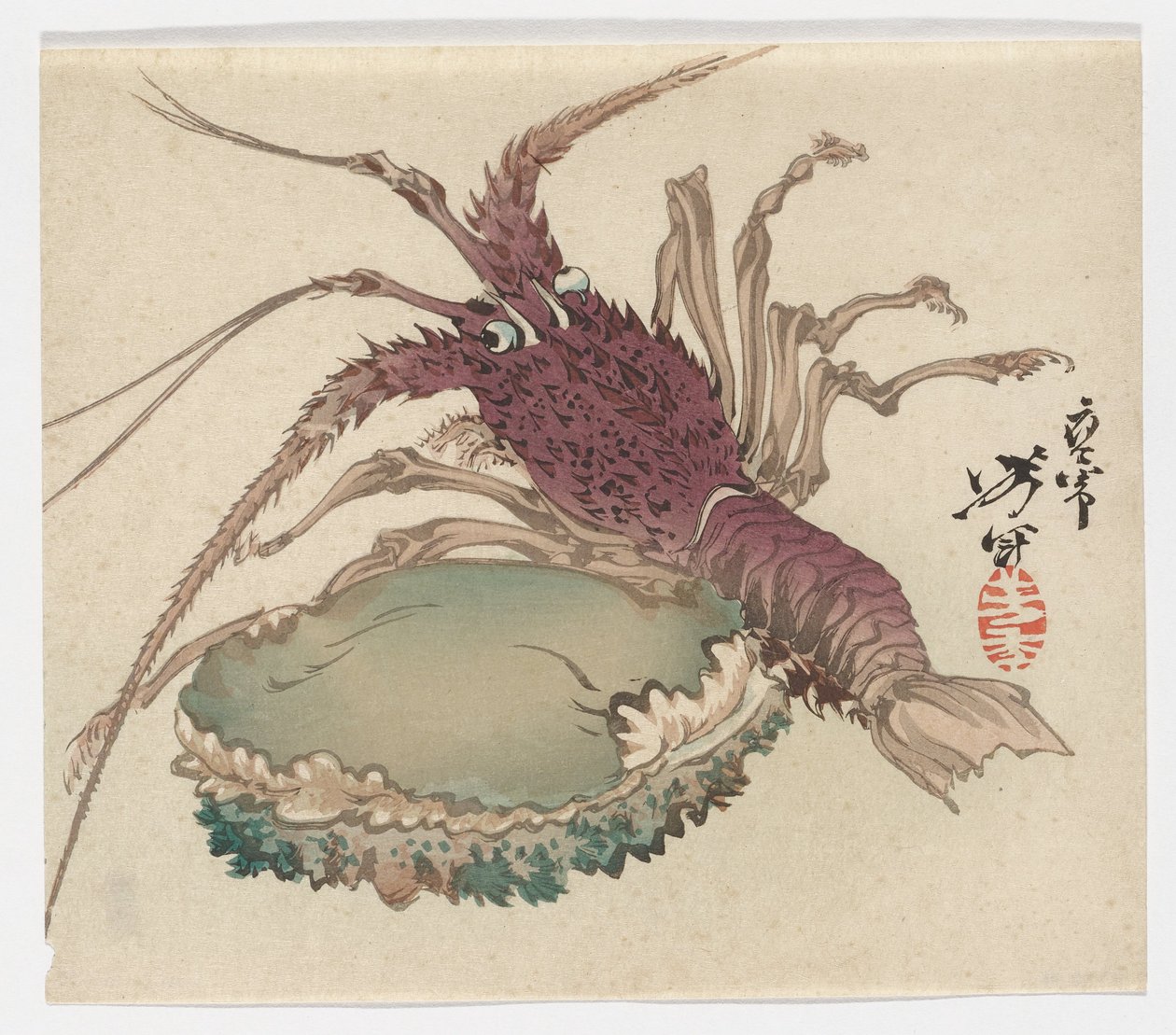 Langosta y abulón de Tsukioka Yoshitoshi