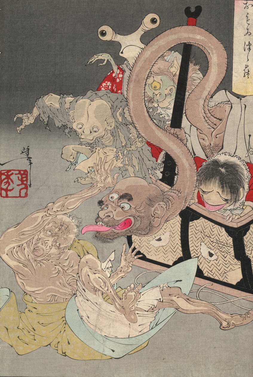La caja de Pandora, 1880s de Tsukioka Yoshitoshi