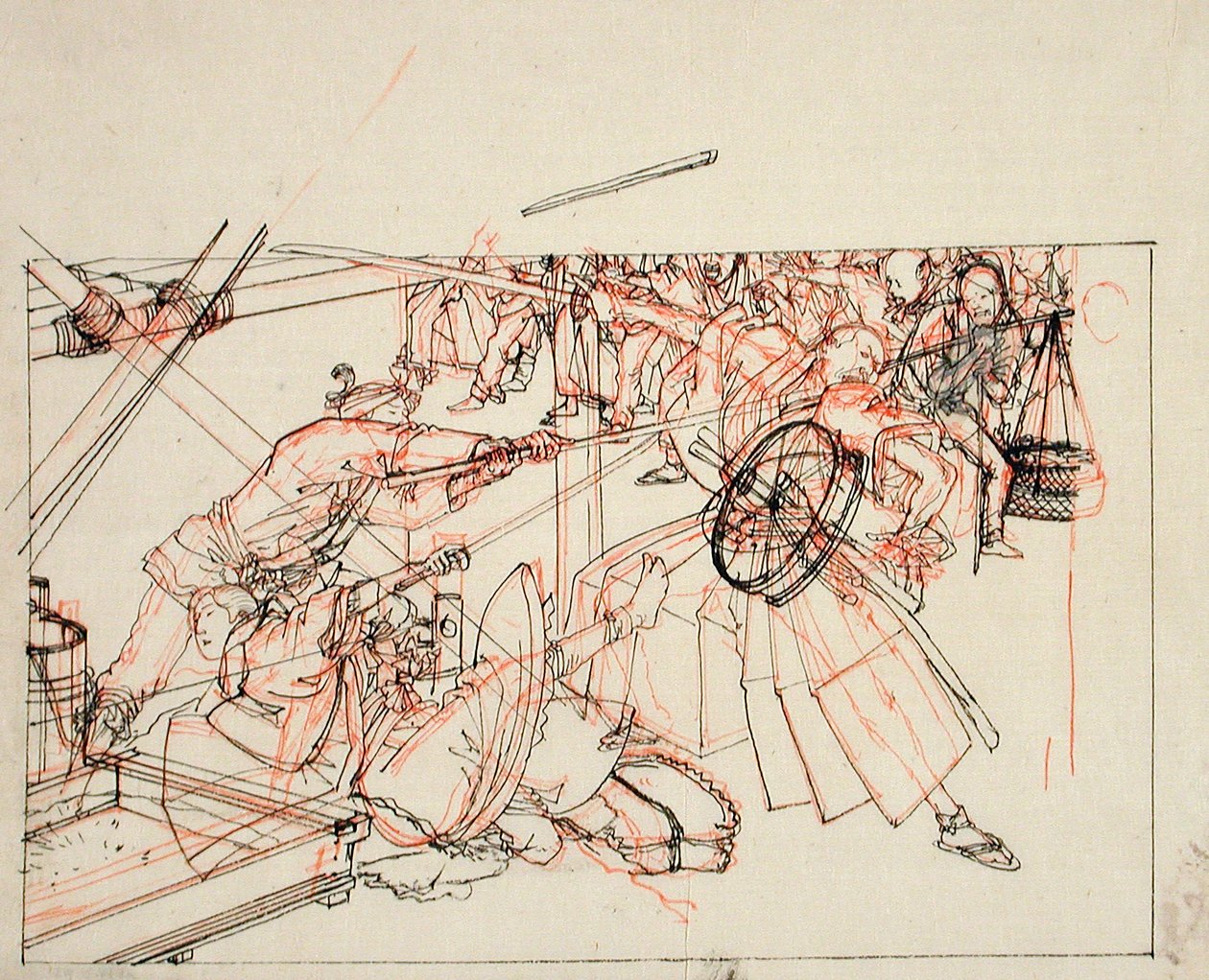 Dibujo preparatorio para la ilustración de un libro de Tsukioka Yoshitoshi