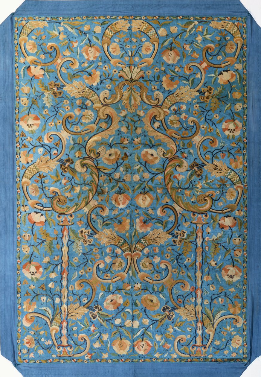 Un colgante de oración bordado de seda azul hielo de Turkish School