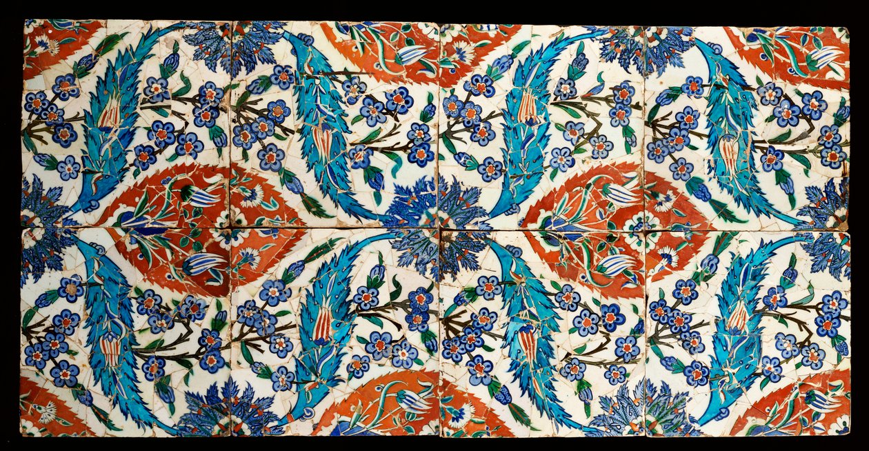 Ocho azulejos cuadrados policromados compuestos de Iznik, c.1575 de Turkish School
