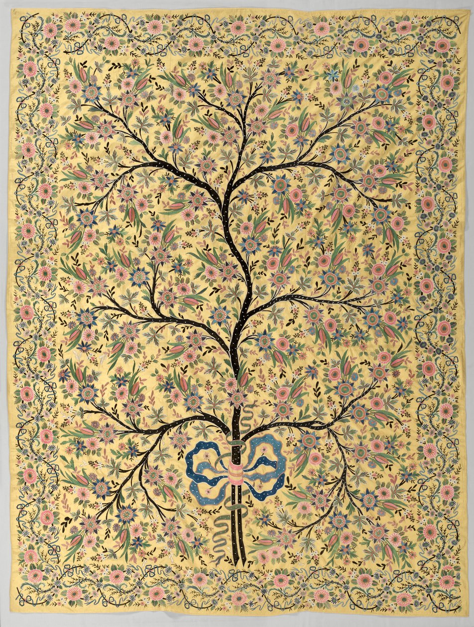 Colgante de seda con árbol de la vida bordado, 1800s de Turkish School