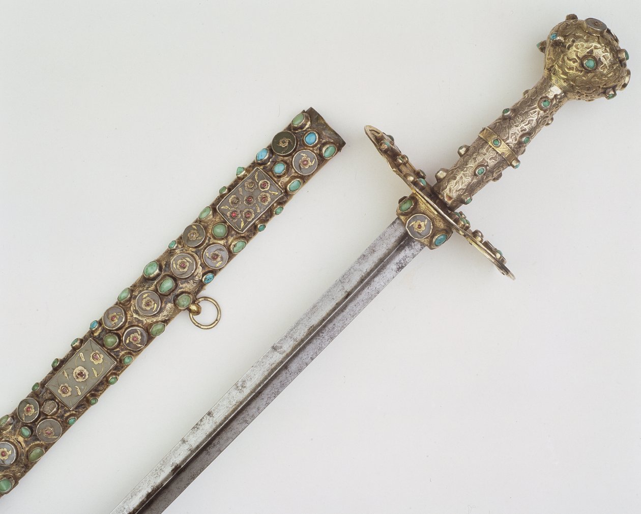 Empuñadura de espada con vaina (plata, acero y piedras preciosas) de Turkish School