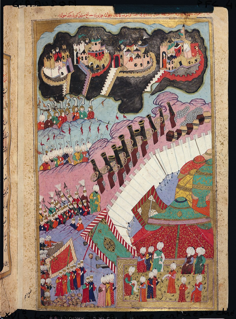 Las fuerzas de Suleiman el Magnífico (1484-1566) sitiando una fortaleza cristiana, del 