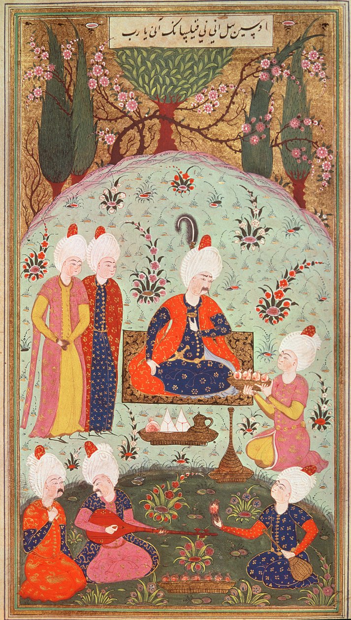 El príncipe heredero celebrando la victoria con una comida en el jardín, 1534 de Turkish School