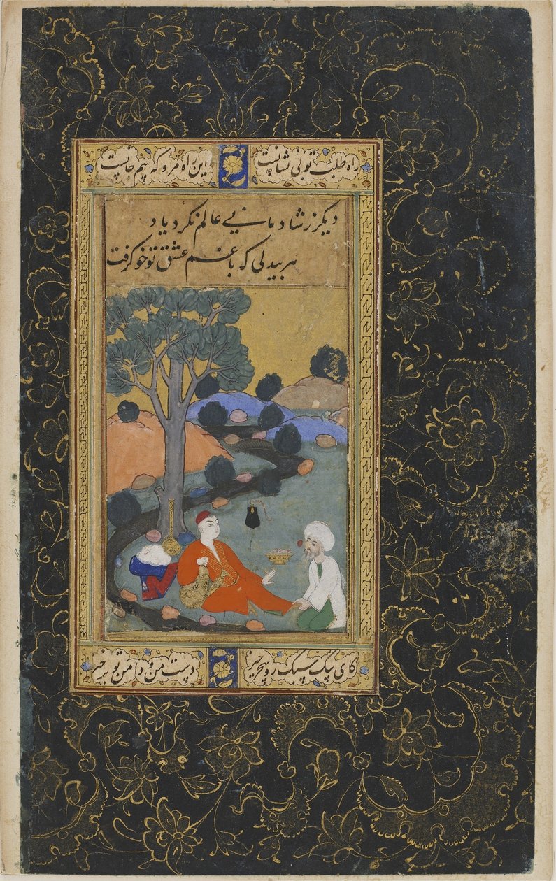 Joven príncipe y asistente, dinastía otomana de Turkish School