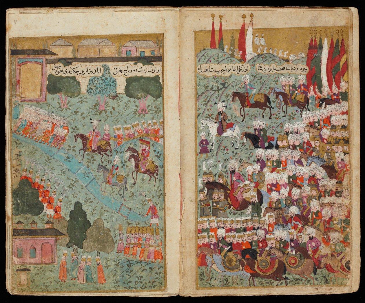 Mehmed III llega a la cabeza del ejército victorioso en Estambul del Manuscrito Campaña de Mehmed III de Turkish master