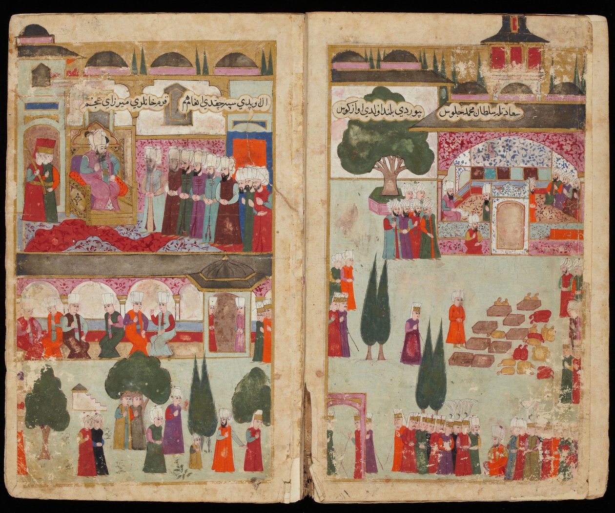 Coronación de Mehmed III en el Palacio de Topkapi en 1595 del Manuscrito Campaña de Mehmed III en Hungría de Turkish master