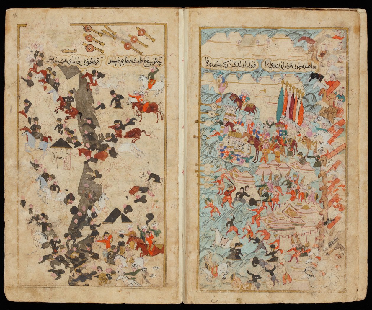 La batalla de Keresztes en 1596 del manuscrito Campaña de Mehmed III en Hungría de Turkish master