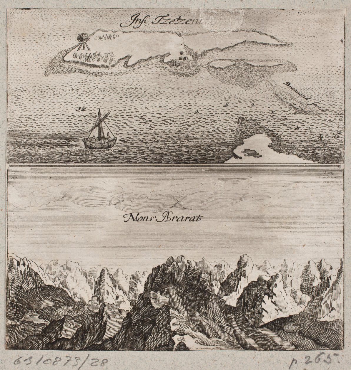 Monte Ararat y la isla "Tzetzen" de Ubekendt