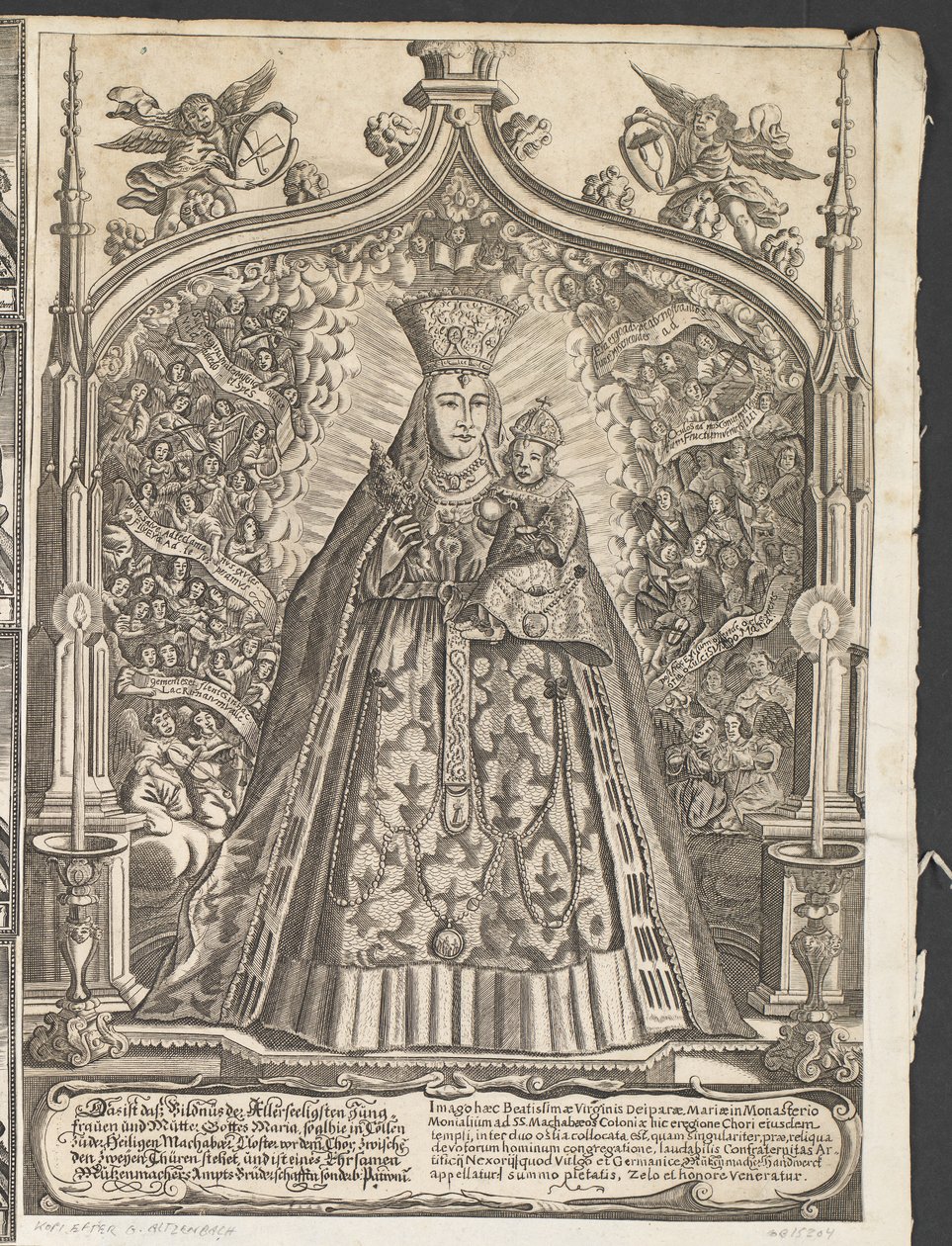 La Virgen María con el Niño Jesús, rodeada de ángeles músicos de Ubekendt