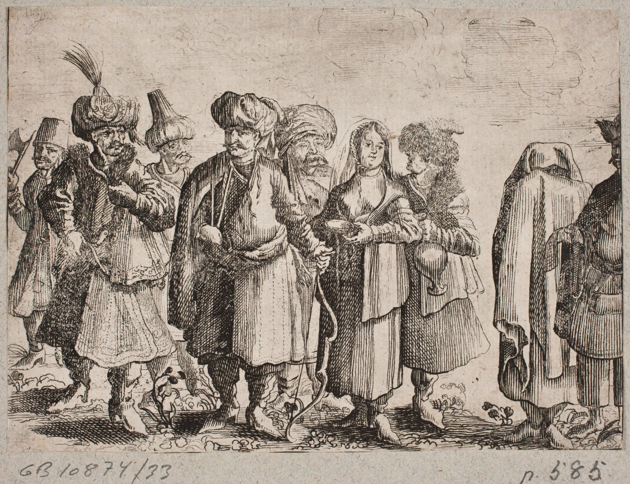 Hombres y mujeres con trajes orientales de Ubekendt