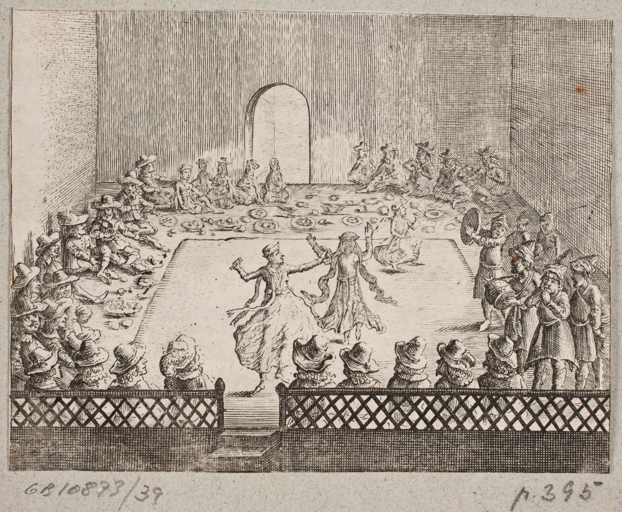 Banquete persa con bailarines de Ubekendt