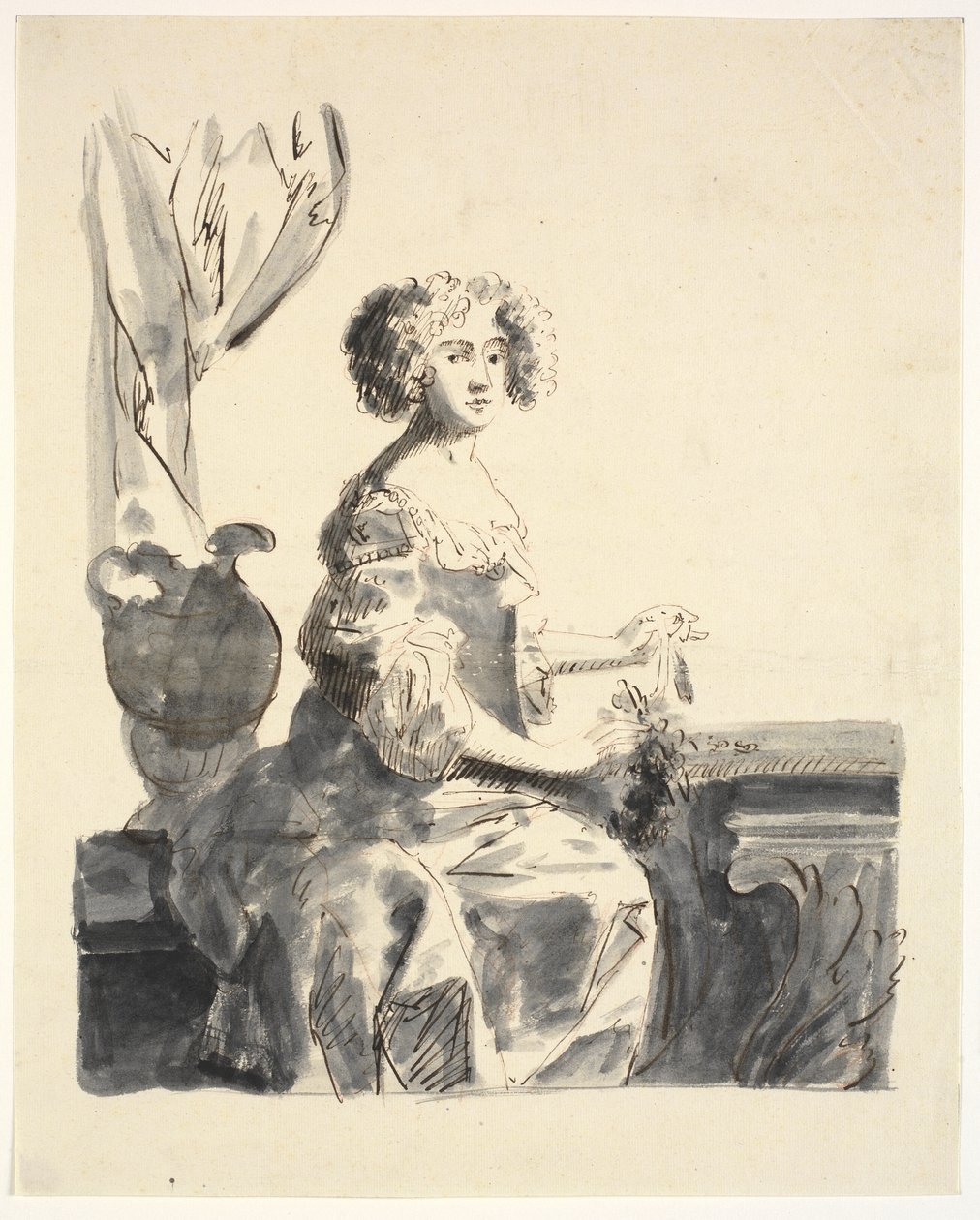 Retrato de una dama, sentada, medio cuerpo de Ubekendt