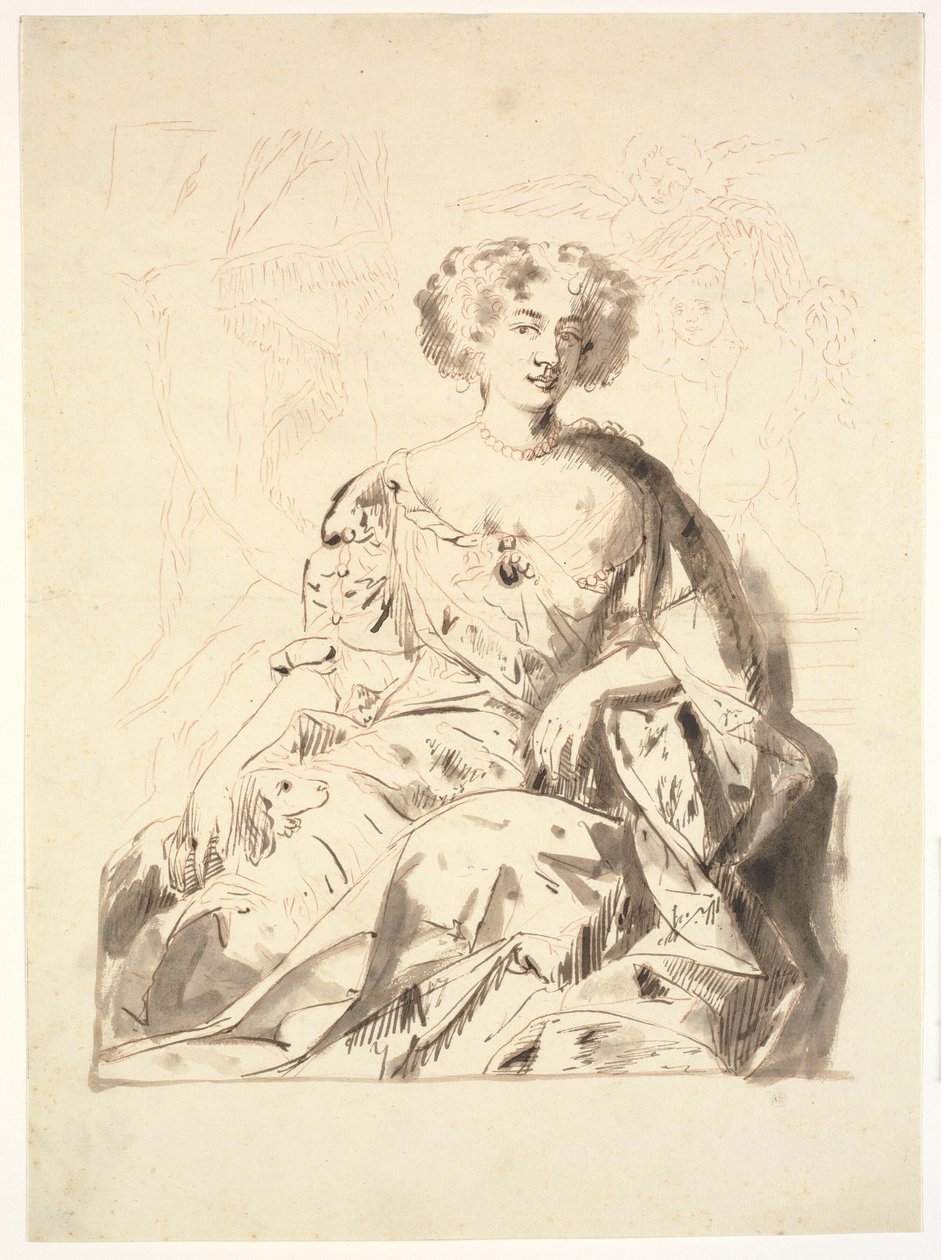 Retrato de una dama, sentada, medio cuerpo de Ubekendt