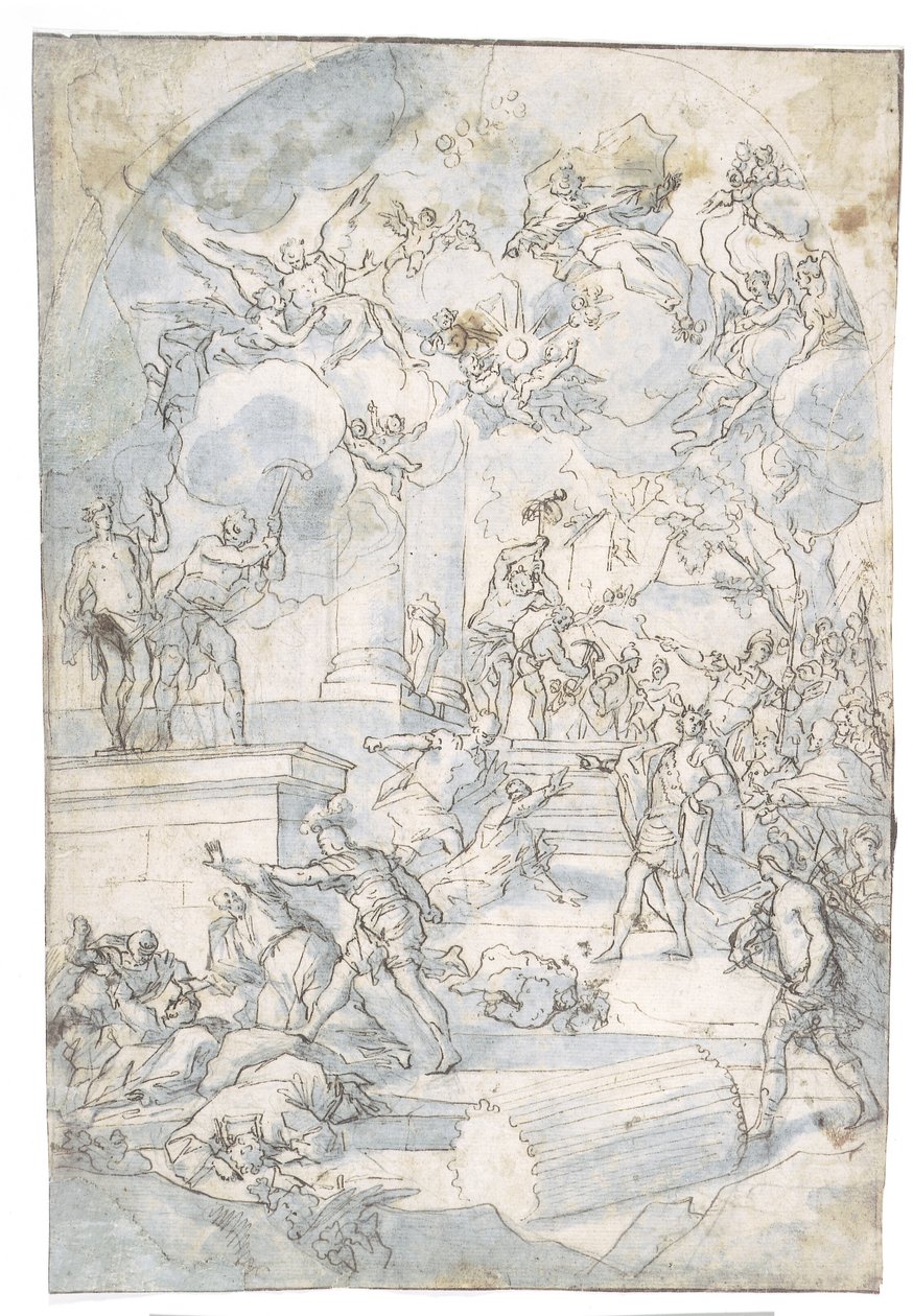 Jehu y sus Hombres Matando a los Adoradores de Baal de Ubekendt Francesco Solimenas skole