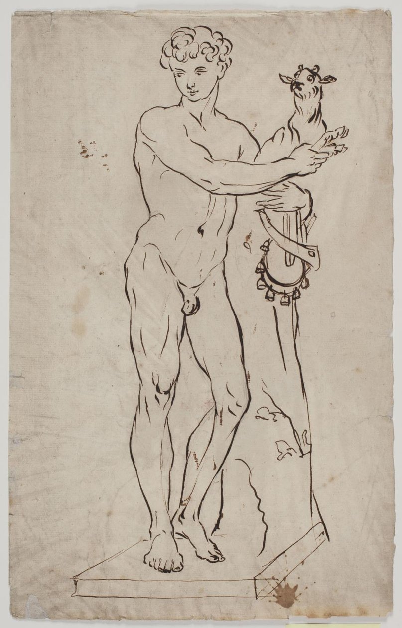 Copia de la estatua de Saly "Joven fauno sosteniendo un cabrito" (1750). Después de un ejemplar sobre base cuadrada de Ubekendt KKS21008