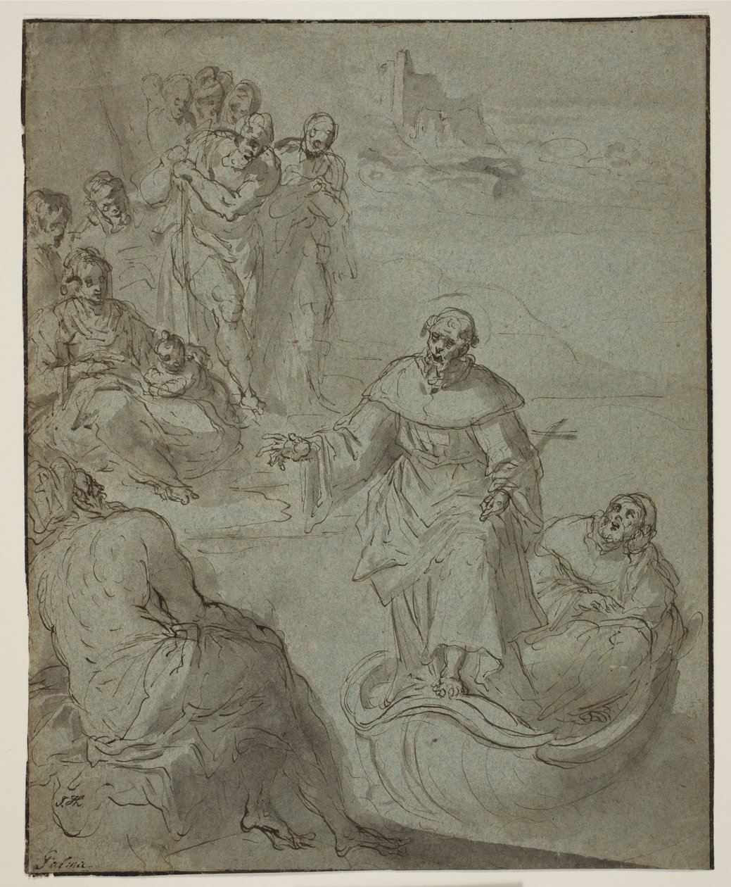 Santo monástico predicando desde un bote de Ubekendt Ubekendt