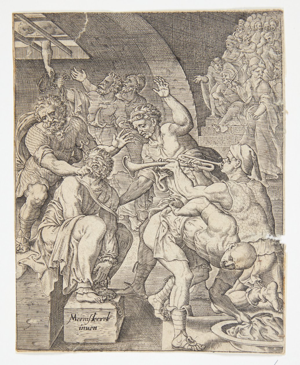 La burla de Cristo de Ubekendt efter Dirck Volckertsz. Coornhert efter Maarten van Heemskerck