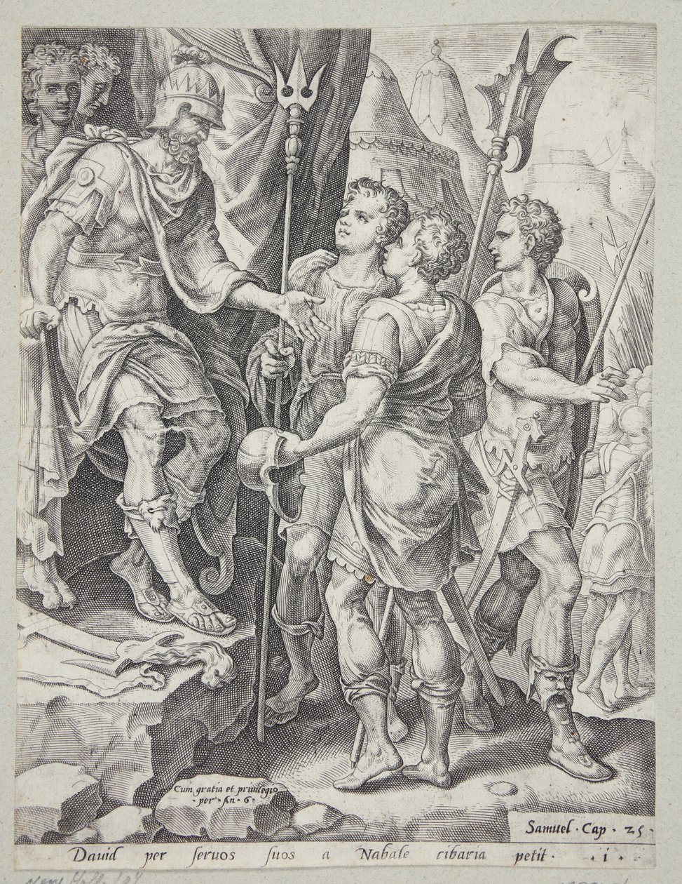 David enviando sus mensajeros a Nabal de Ubekendt efter Maarten van Heemskerck