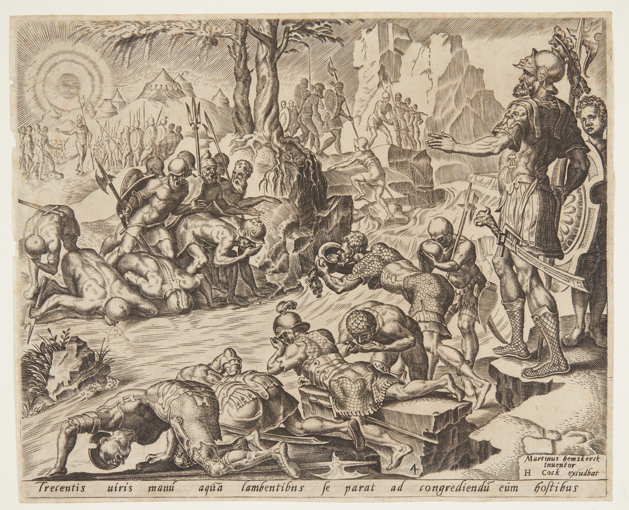 Gedeón observando cómo beben los soldados de Ubekendt efter Maarten van Heemskerck