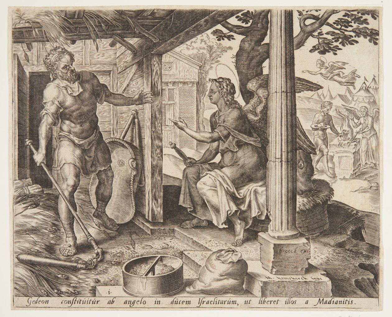 El ángel apareciendo a Gedeón de Ubekendt efter Maarten van Heemskerck