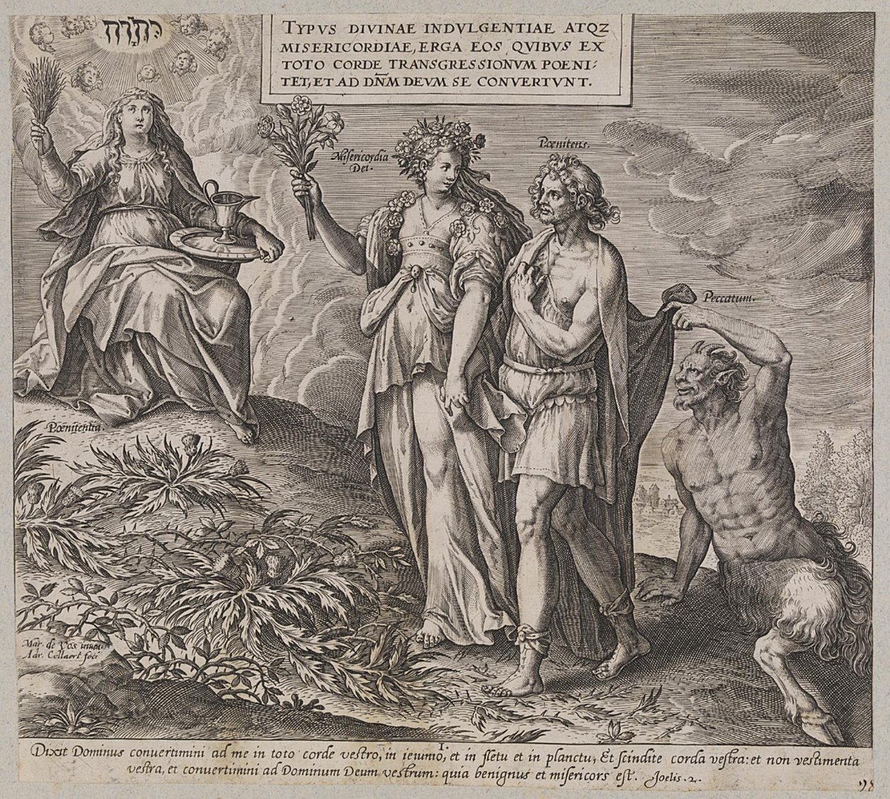 Alegoría de la penitencia y la conciencia de culpa de Ubekendt efter Maerten de Vos