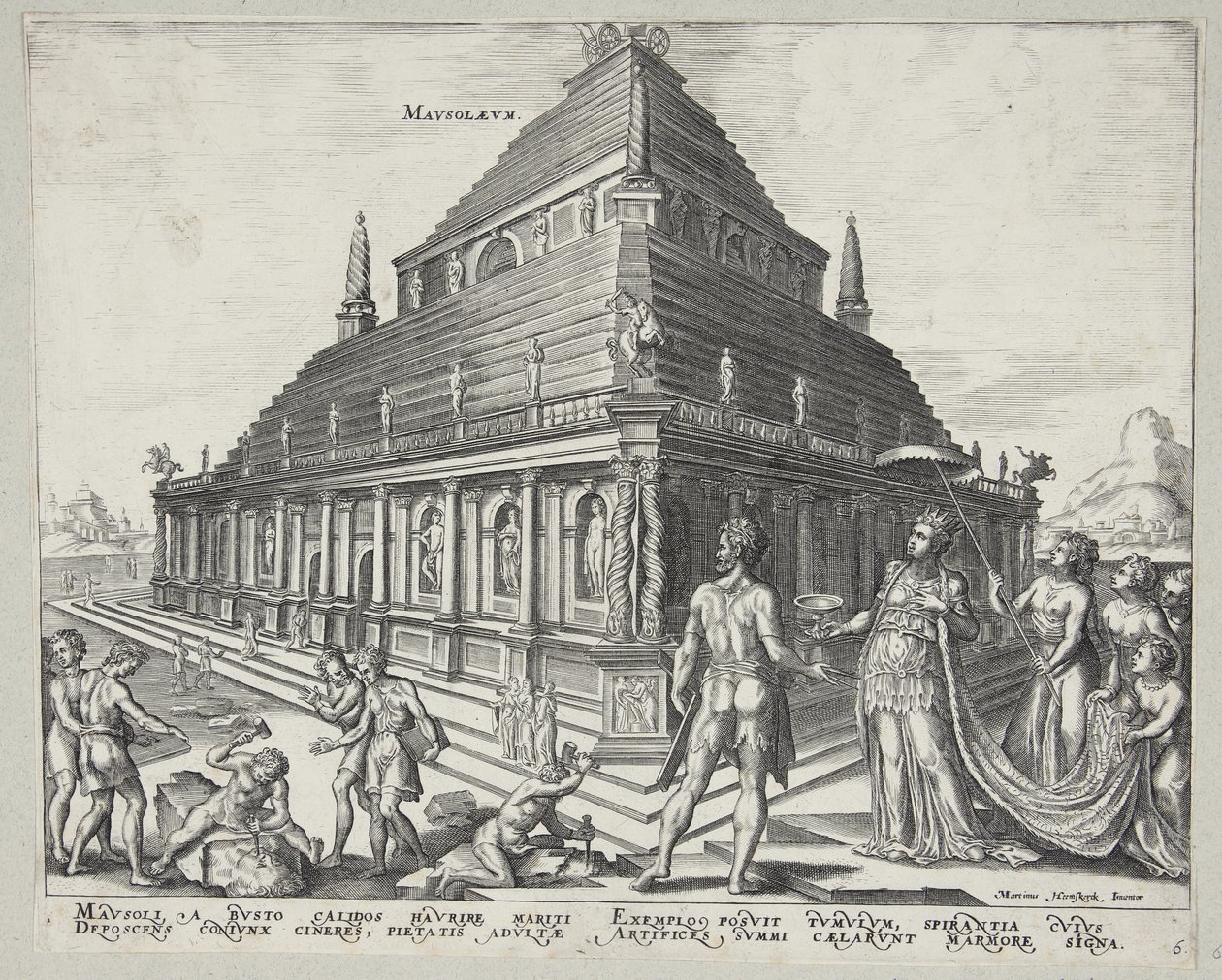 Las ocho maravillas del mundo de Ubekendt efter Philips Galle efter Maarten van Heemskerck