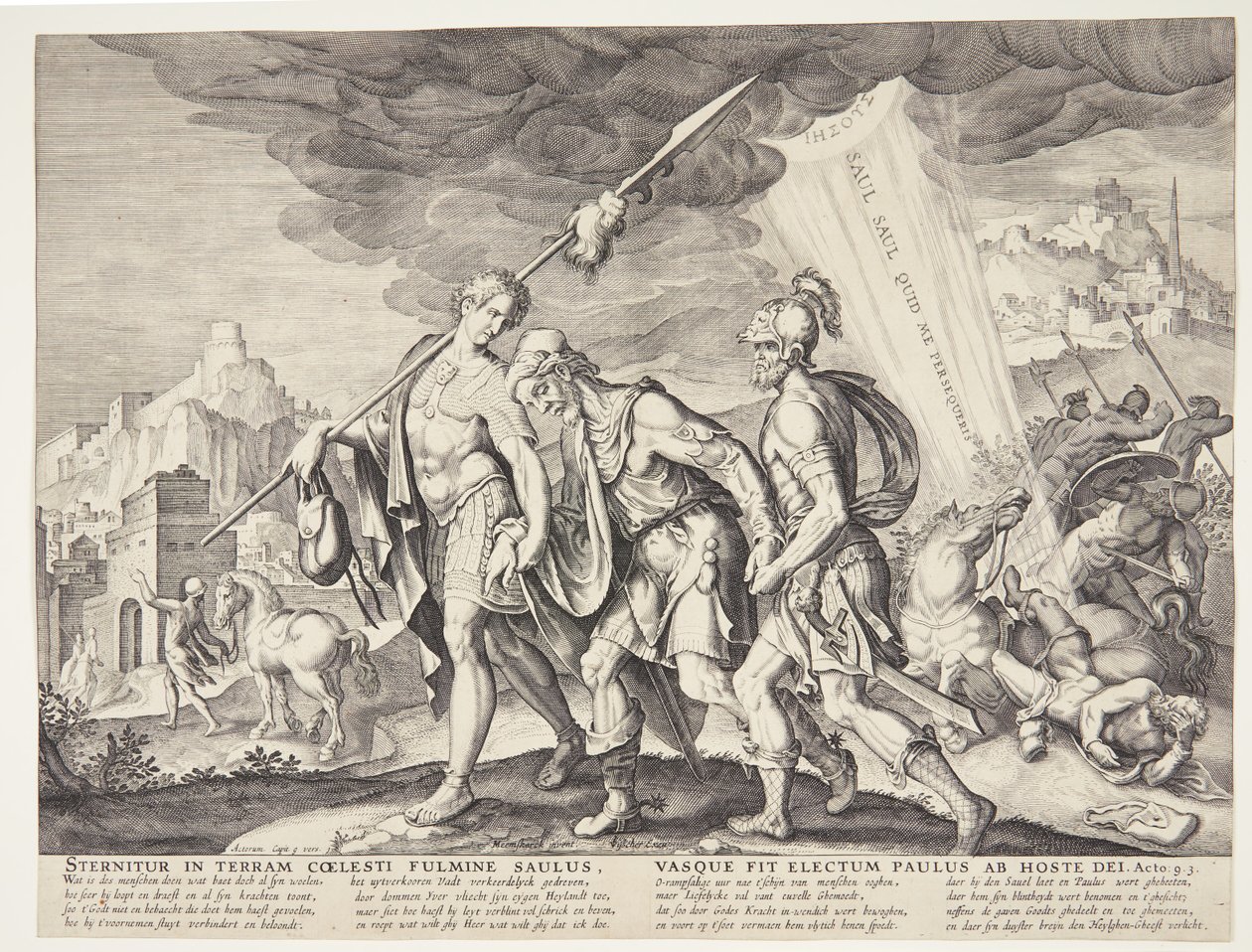 El ciego Saúl llevado a Damasco de Ubekendt efter Philips Galle efter forlæg af Maarten van Heemskerck