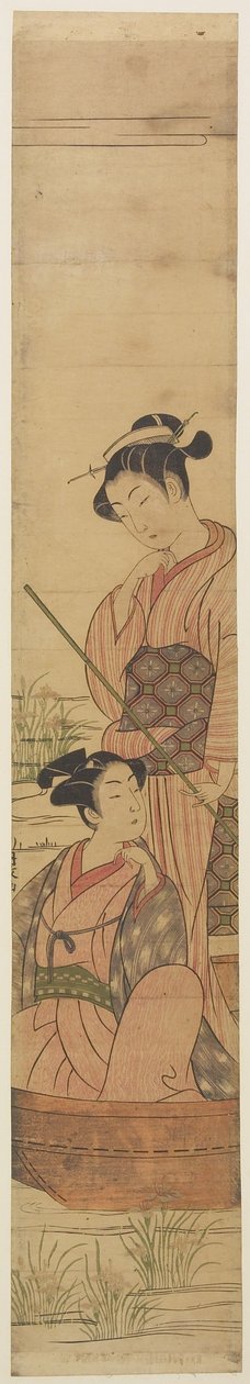 Joven pareja en un bote bajo la luna, c.1770-72 de Uchimasa