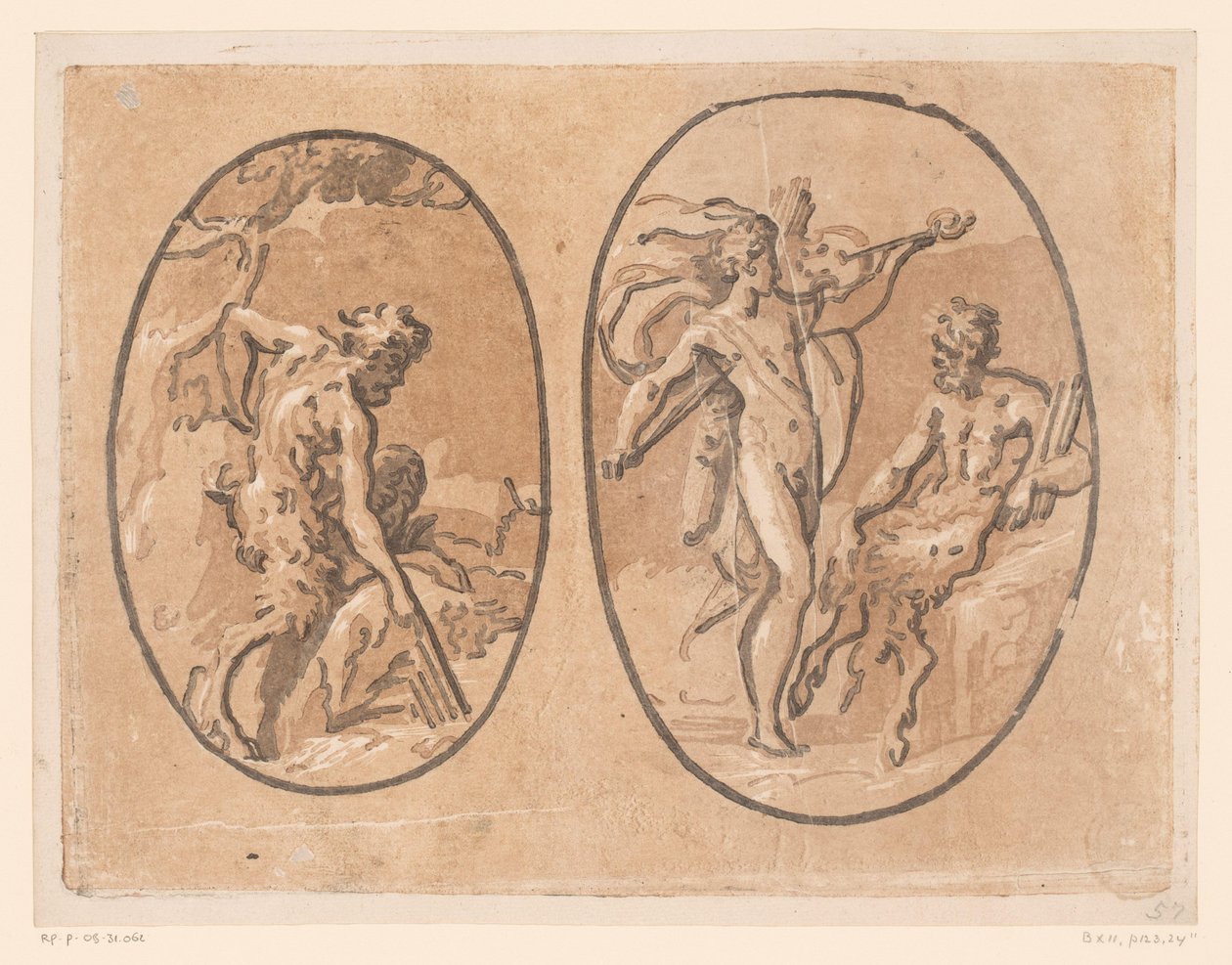 Marsyas encuentra la flauta de pan de Minerva de Ugo da Carpi (possibly)