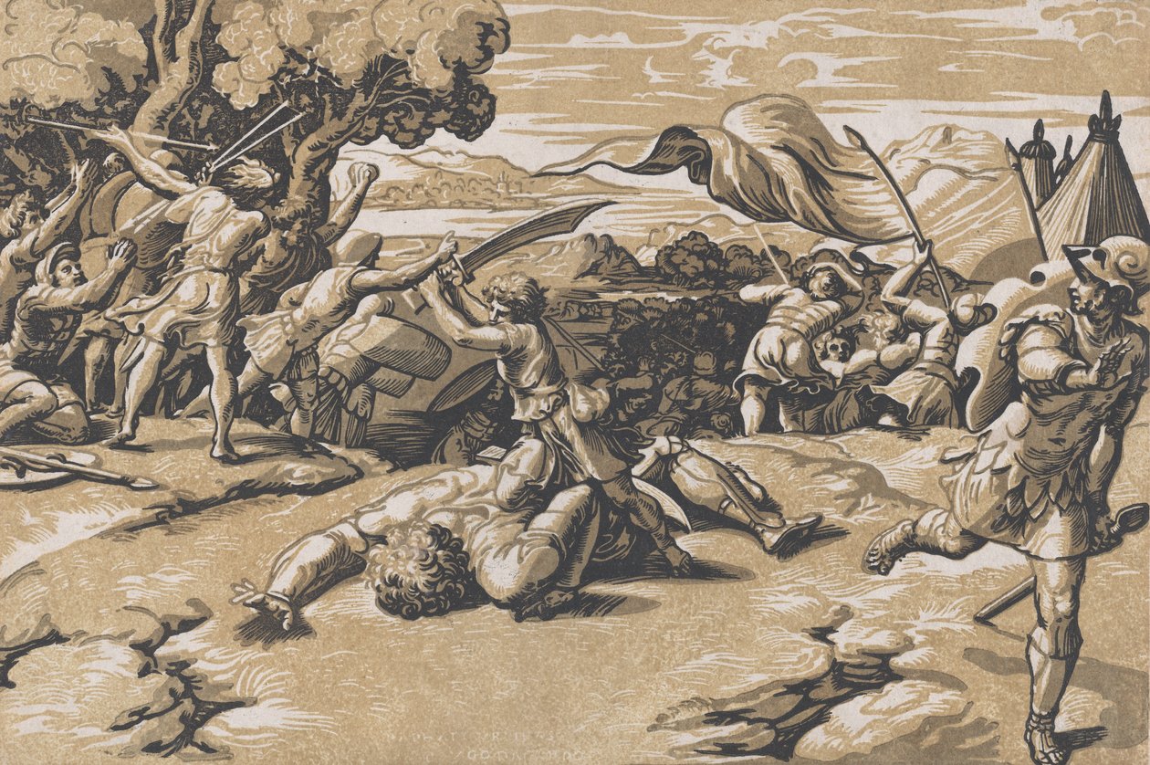 David y Goliat, ca. 1520-27 de Ugo da Carpi
