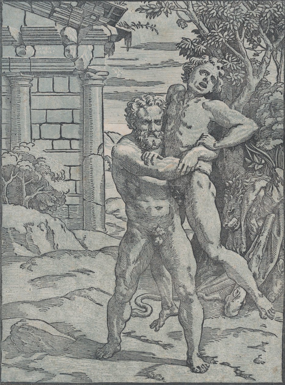 Hércules y Anteo, ca. 1517-18 de Ugo da Carpi