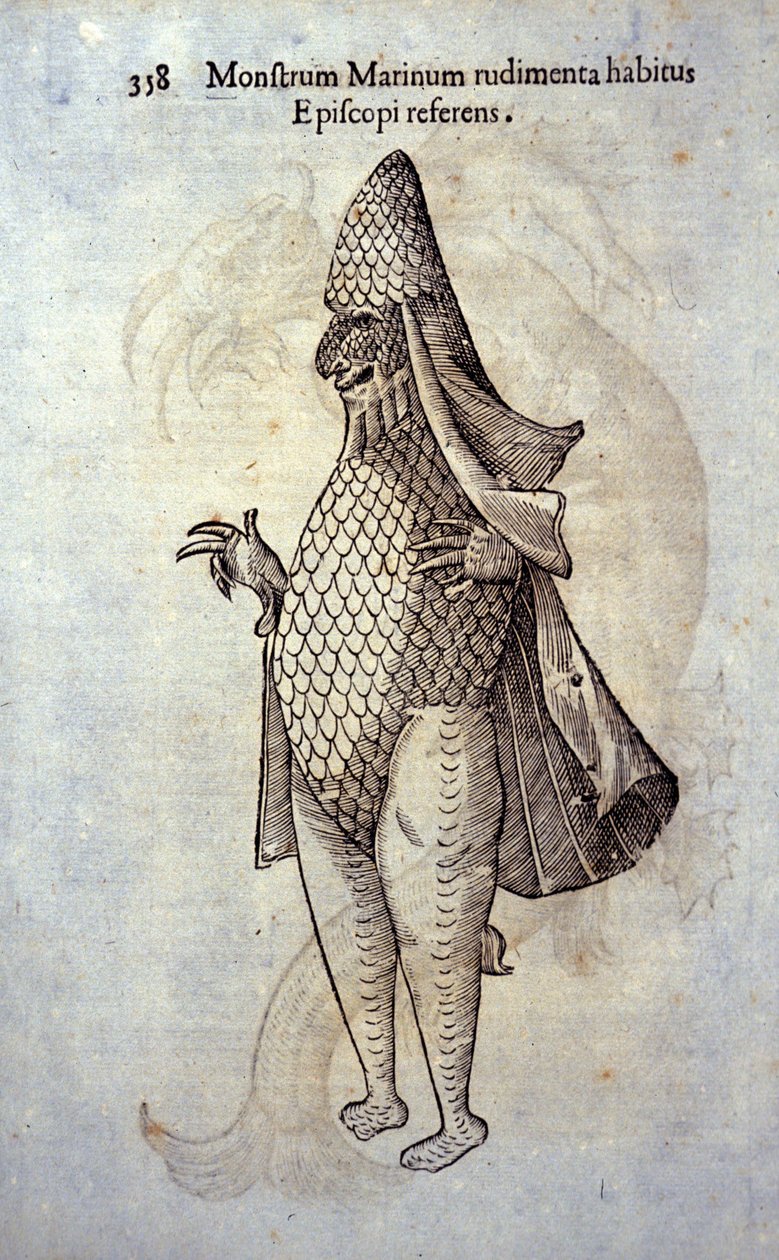 El obispo del mar, pez imaginario y monstruo marino por Ulisse Aldrovandi (1522-1605), “Monstrorum Historiae”, Bolonia 1642 de Ulisse Aldrovandi