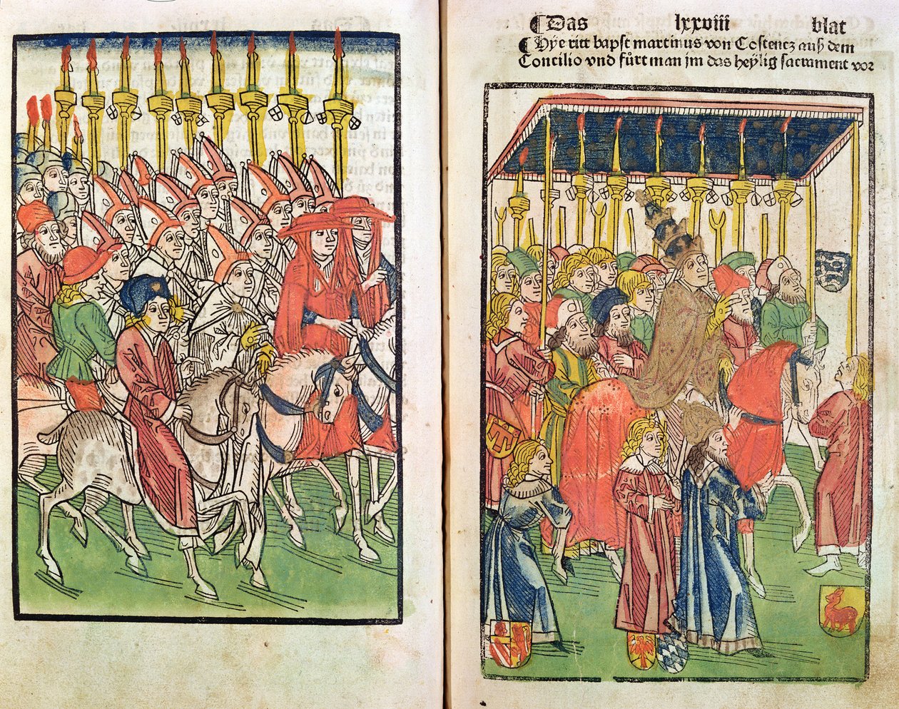 Llegada del antipapa Juan XXIII (c.1370-1419) al Concilio de Constanza en 1414, 1483 de Ulrich von Richental