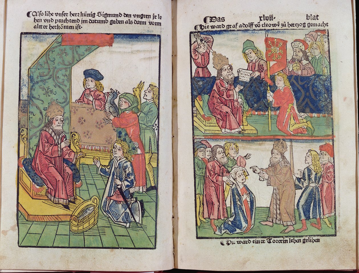 El emperador Segismundo (1367-1437) de Luxemburgo recibe el homenaje de sus súbditos húngaros, 1483 de Ulrich von Richental