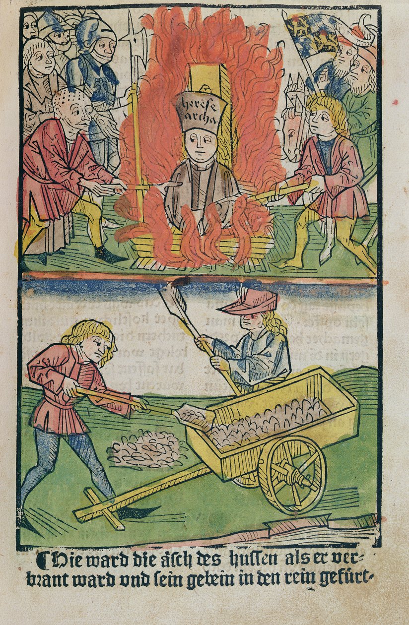 Jan Hus quemado en la hoguera en el Concilio de Constanza, de 