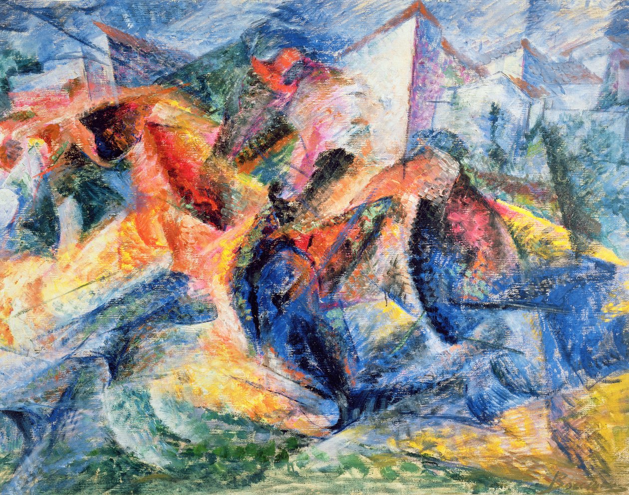Caballo y jinete y edificios, 1914 de Umberto Boccioni