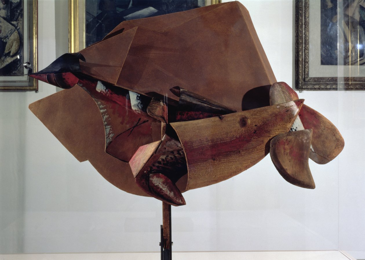 Dinamismo de un caballo en movimiento y casas de Umberto Boccioni