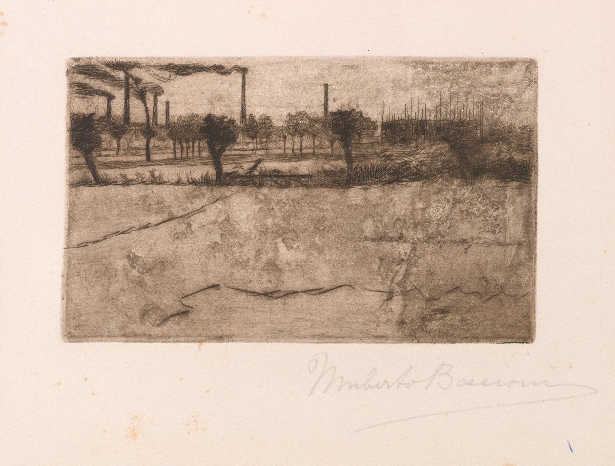 Paisaje con plantas industriales de Umberto Boccioni