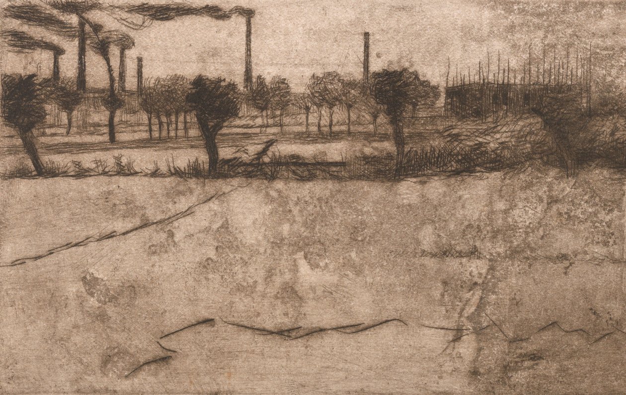 Paisaje con plantas industriales, 1909 de Umberto Boccioni