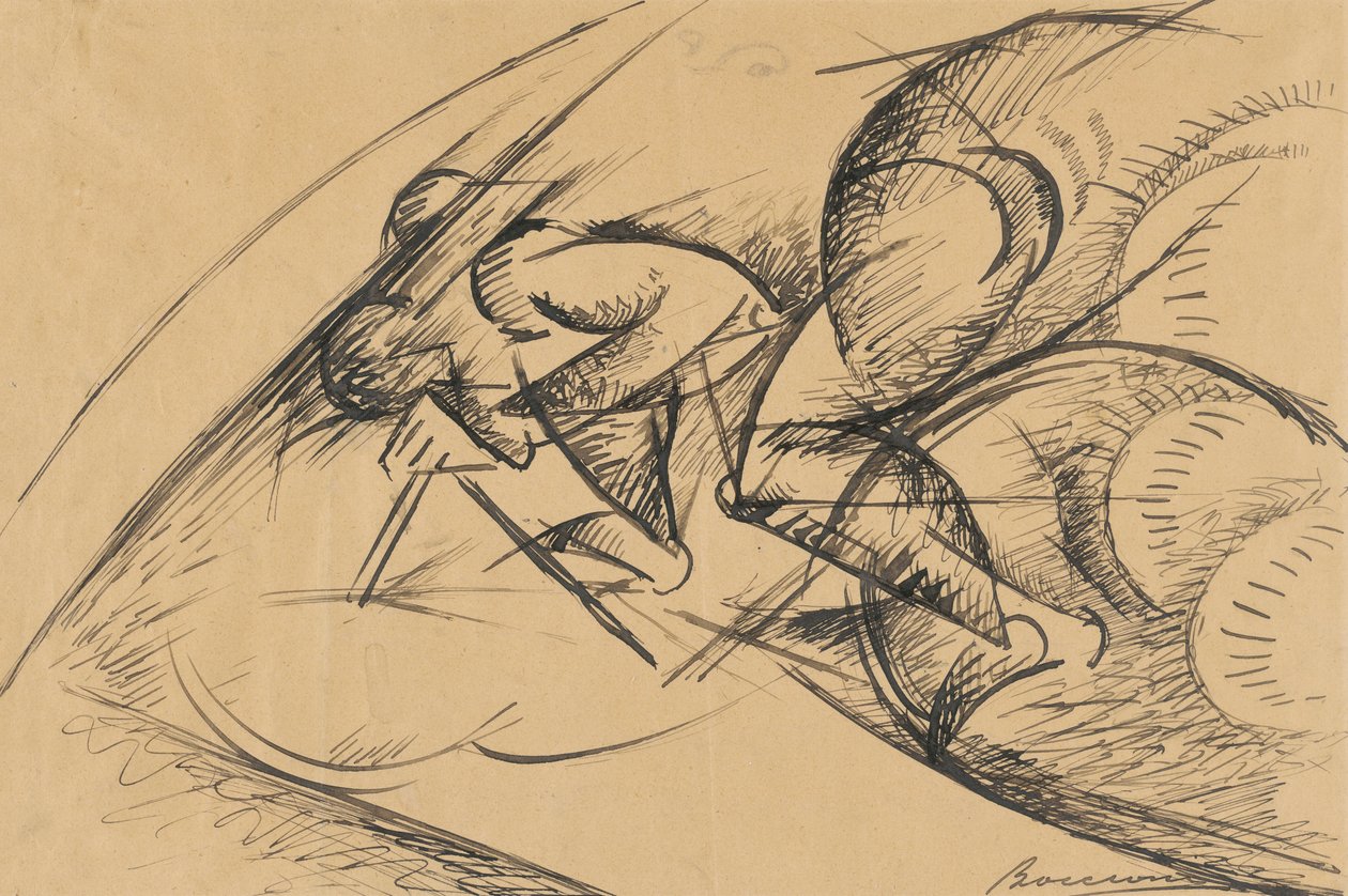 Estudio para Fuerza Dinámica de un Ciclista I de Umberto Boccioni