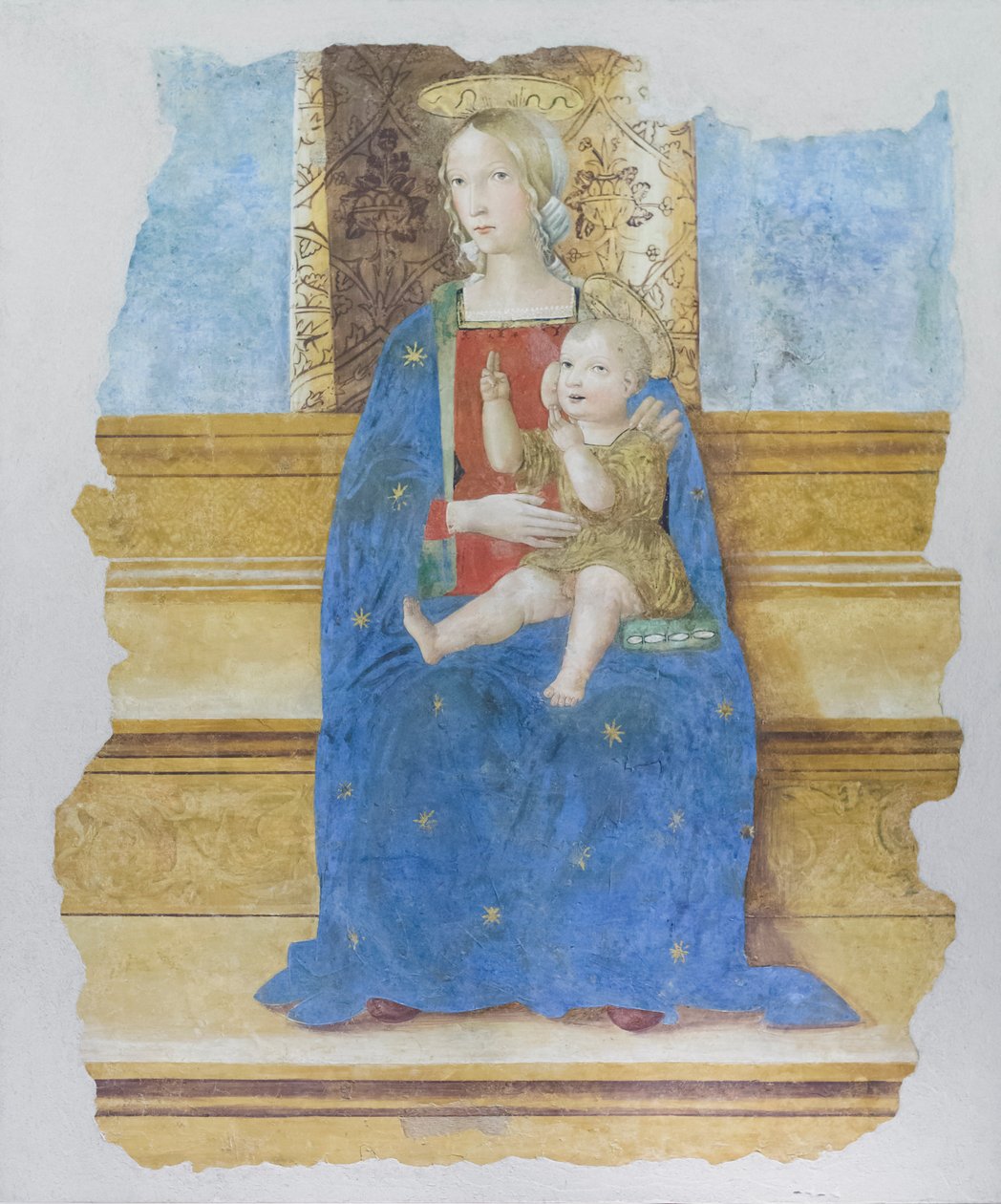 Virgen de la Guardería, principios del siglo XVI, Baldo de Sarofini da Perugia  (fresco transferido a madera) de Umbrian School