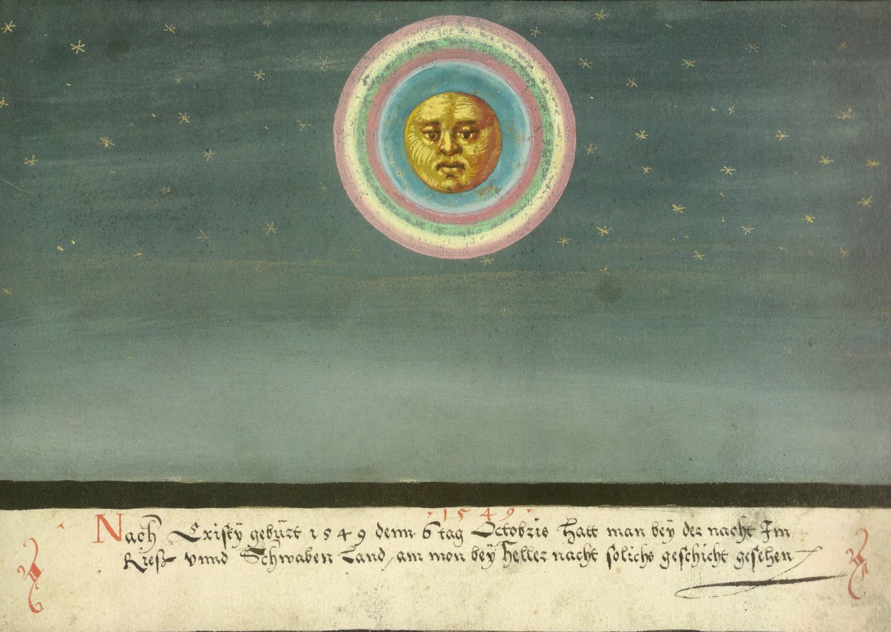 Augsburger Wunderzeichenbuch — Folio 163- Halo lunar sobre Suabia de Unbekannt Unbekannt