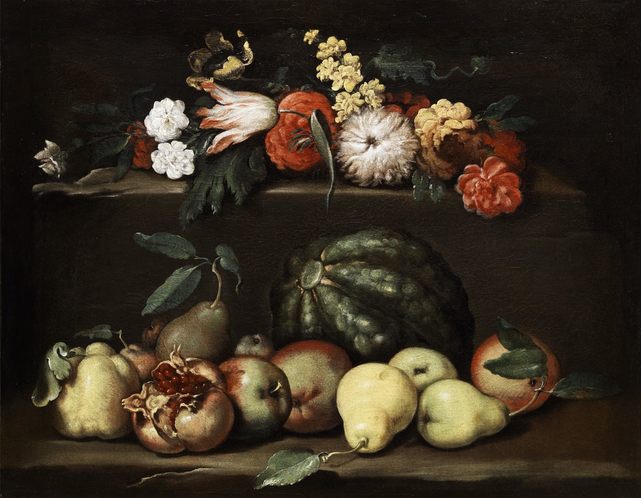 Bodegón de flores y frutas de Unbekannt Unbekannt